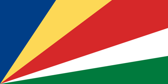 Seychellernas flagga, blå gul röd vit grön